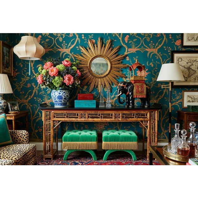 Brown Chinoiserie Chine Brighton Pavilion Style Burnt Bamboo Altar Console Table For Sale - Image 8 of 8