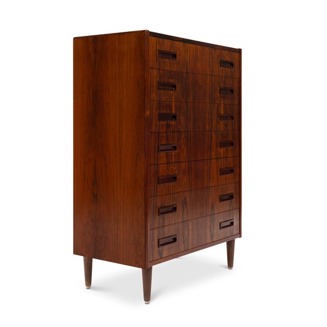 Mid-Century Modern Danish Mid-Century 7 Drawer Rosewood Tallboy Dresser 1960s For Sale - Image 3 of 8