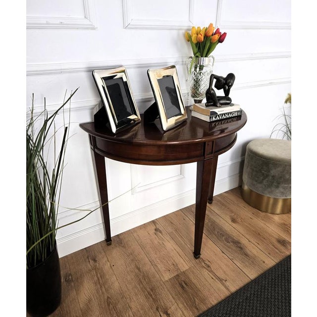 Mid-Century Italian Demi Lune Wall Console in Wood with Hidden Drawers, 1960s For Sale - Image 3 of 10