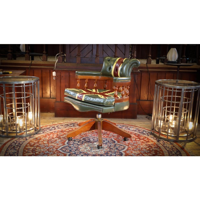 Captain's Swivel Leather Armchair, 2010s For Sale - Image 16 of 18