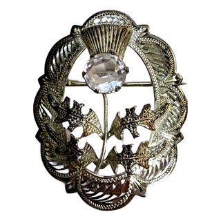 Vintage 1957 Ward Brothers Scottish Sterling Silver Thistle Brooch Edinburgh For Sale