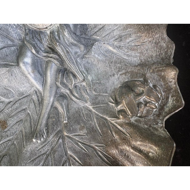 1970s Vintage Art Nouveau Style Winged Fairy Leaf Wall Plaque Tray For Sale - Image 5 of 9