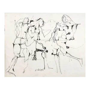 Abstract Expressionist Ink Drawing on Paper by Salvatore Grippi