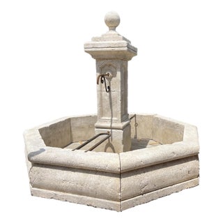 Le Louvre Carved Limestone Center Fountain From the South of France For Sale