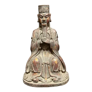 Vintage Chinese Art Gold Gilt and Red Bronze Metal Seated Buddha Sculpture