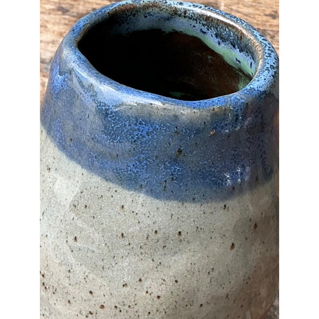 Vintage Blue and Gray Ceramic Vase For Sale - Image 10 of 12