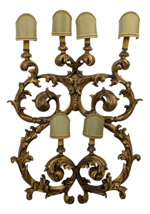 Six-Light Wall Lamp in Carved and Gilded Wood