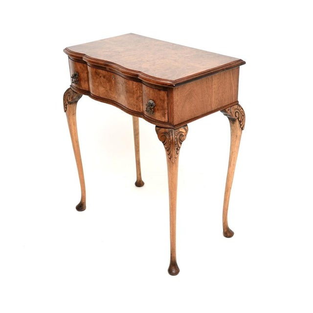 Antique Burr Walnut Side Table, 1930s For Sale - Image 3 of 10