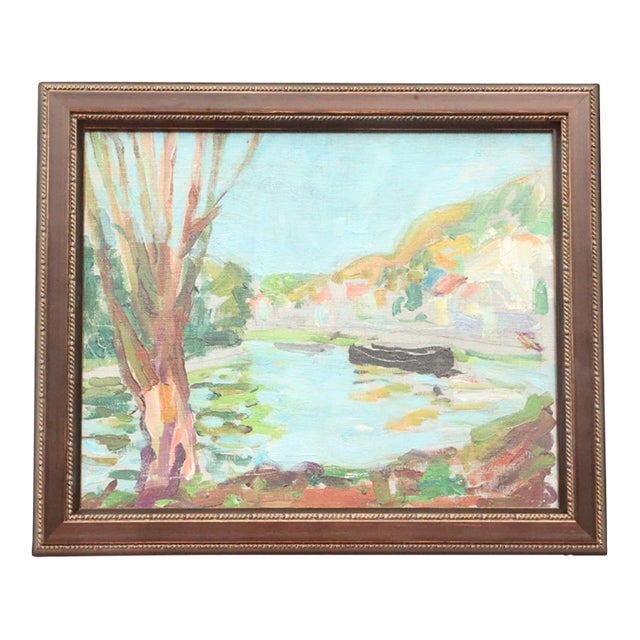 20th Century French Spring River Painting For Sale