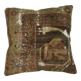 Antique Zabihi Collection Brown Malayer Rug Pillow For Sale