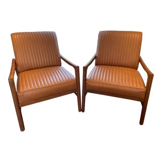 Regis Chairs in Saddle Leather and Walnut - A Pair For Sale