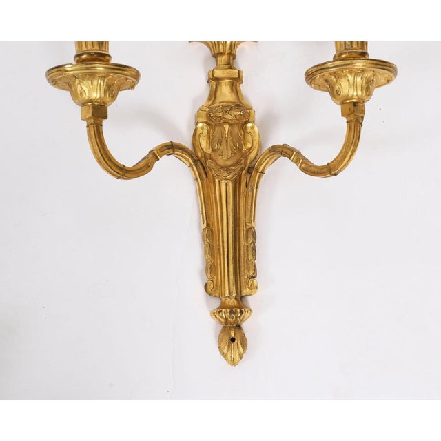 Antique French Louis Revival Three-Branch Ormolu Wall Lights, 1880, Set of 4 For Sale - Image 9 of 10