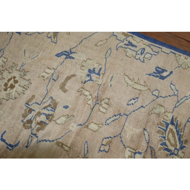 Royal Blue Beige Vintage Turkish Room Size Rug For Sale - Image 12 of 13
