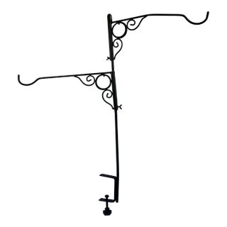 Vintage Black Iron Hanging Basket Holder Rack For Sale