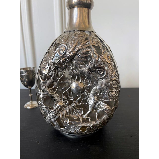 Set of Chinese Export Silver Overlay Bottle with Five Cordials Tianjin Wuhua For Sale - Image 12 of 15