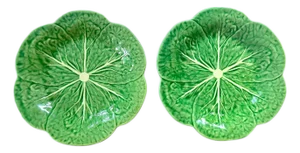 Set of 2 New Green Bordallo Pinheiro Discontinued 9" Cabbage Luncheon Plates After Dodie Thayer