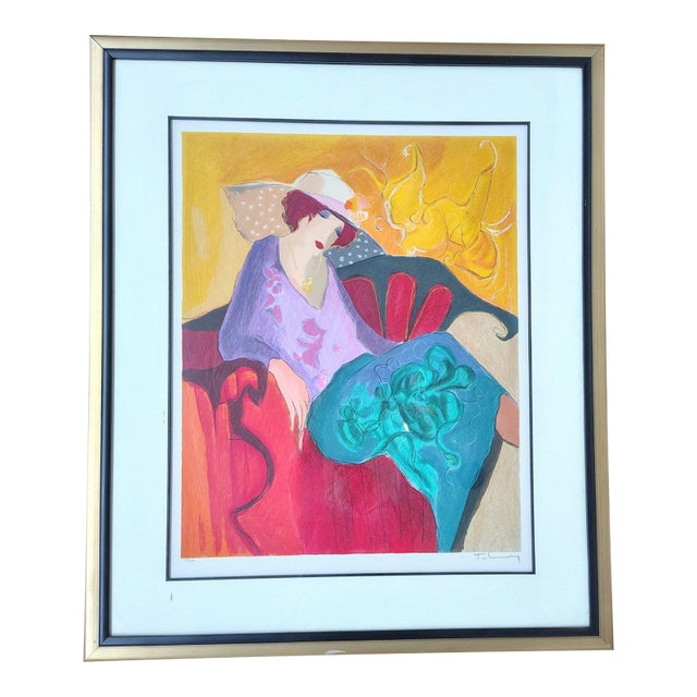 Monumental Itzchak Tarkay Signed Serigraph "Seated Lady in Purple" – Limited Edition 75/350 For Sale