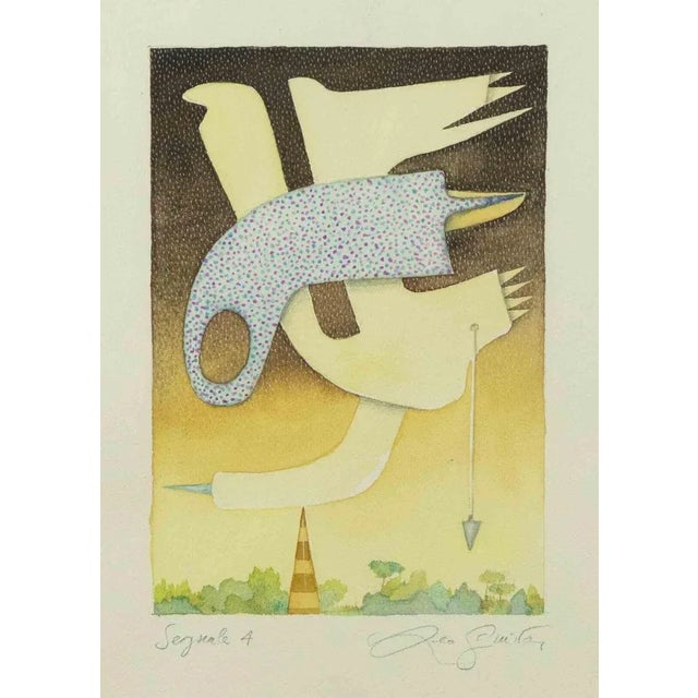 Leo Guida, Segnale 4, Watercolor, 1970s For Sale - Image 4 of 4