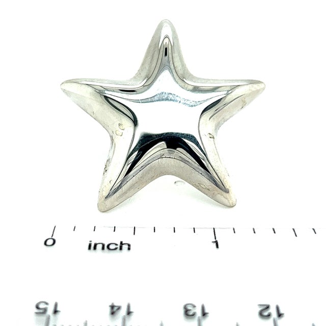 Tiffany and Co. 1990s Tiffany & Co Estate Puffed Star Brooch Sterling Silver For Sale - Image 4 of 12