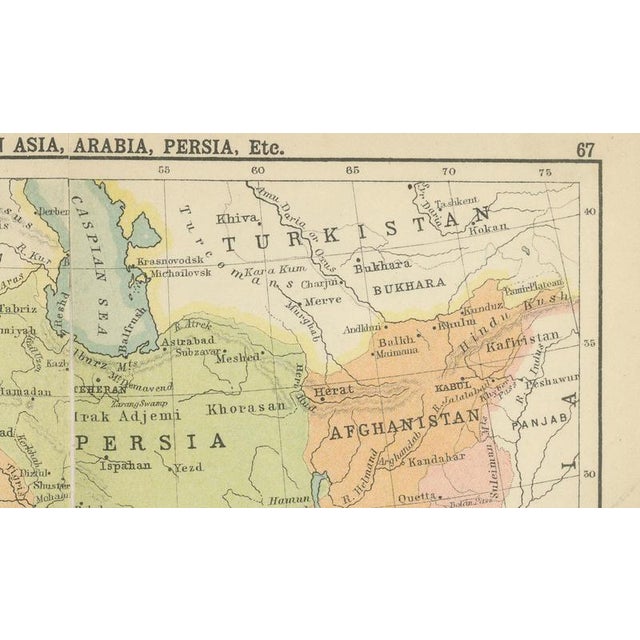 Paper Antique Map of Turkey in Asia, Arabia and Persia, 1890s For Sale - Image 7 of 9