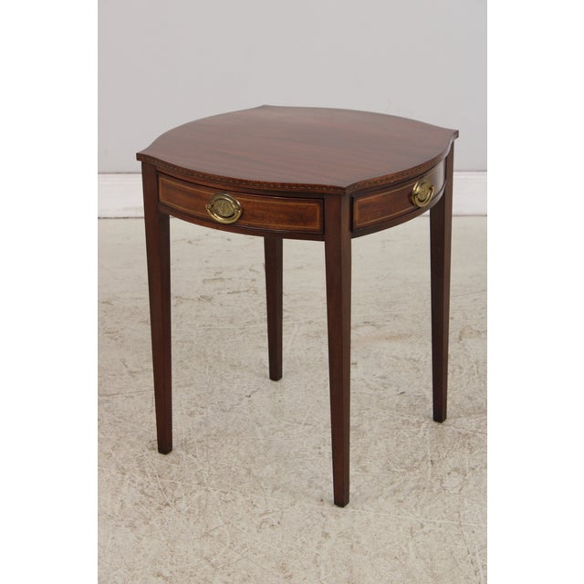 Hepplewhite Kindel Mahogany 1 Drawer Connecticut Side Table For Sale - Image 3 of 14