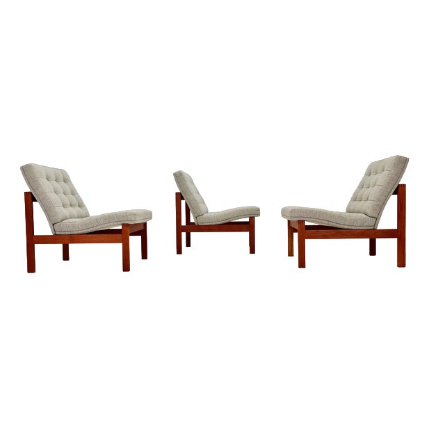 Mid-Century Danish Teak Lounge Chairs by Ole Gjerlov Knudsen and Torben Lind for France and Son, 1960s For Sale
