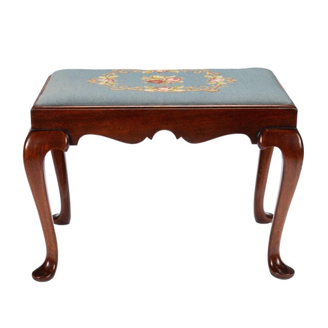 American Queen Anne Style Slip Seat Mahogany Stool, 190050 Chairish