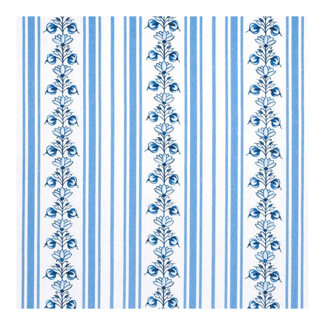 Sample - Schumacher x Marie-Anne Oudejans Delft Stripe Fabric in Cornflower Blue For Sale