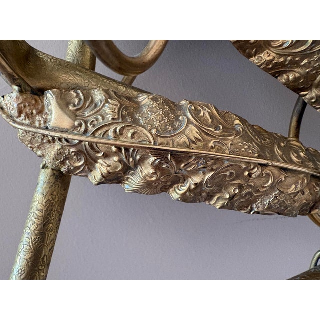 Vintage Art Deco Gilted Metal “Sleeping Beauty” Floral Mirror in the Style of Claude Lalanne For Sale In Washington DC - Image 6 of 9