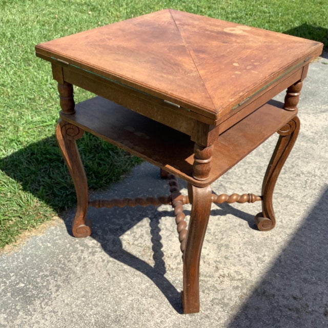 Tan Antique Envelope Card Game Table For Sale - Image 8 of 12