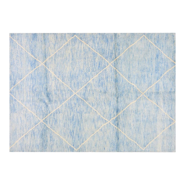 Moroccan Hand Knotted Beni Ourain Rug With Natural Color Organic Wool Soft Texture,5'7"x8' For Sale
