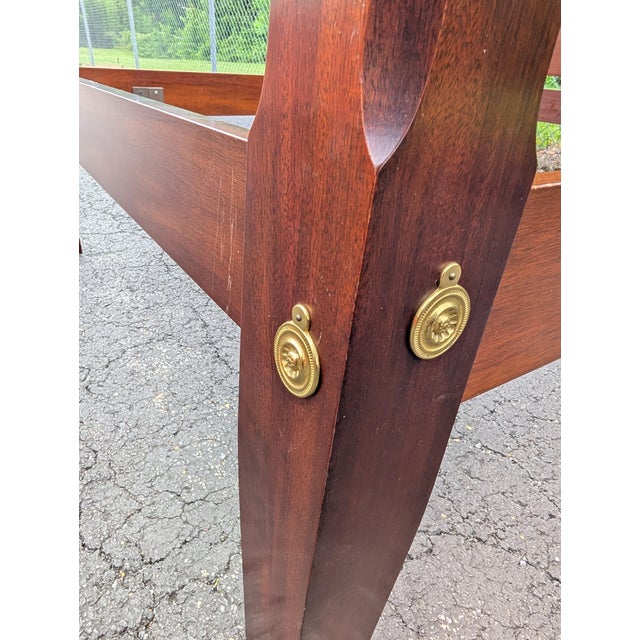 Brown Vintage Councill Furniture Georgian Style Rice Carved Mahogany Queen Size Poster Bedframe For Sale - Image 8 of 9