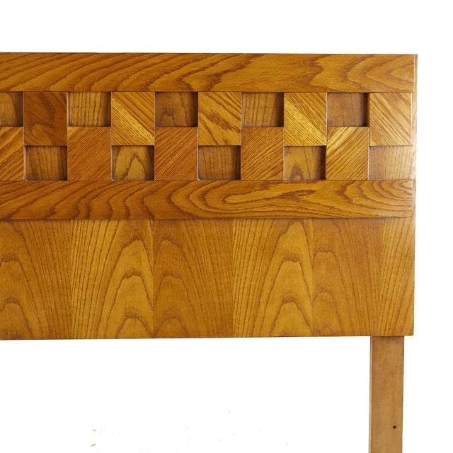 Lane Staccato Brutalist Mid Century Oak King Headboard Chairish