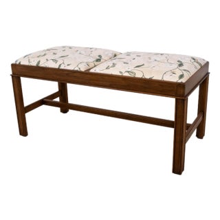 Henkel Harris Solid Walnut Chippendale Double Seat Bench For Sale