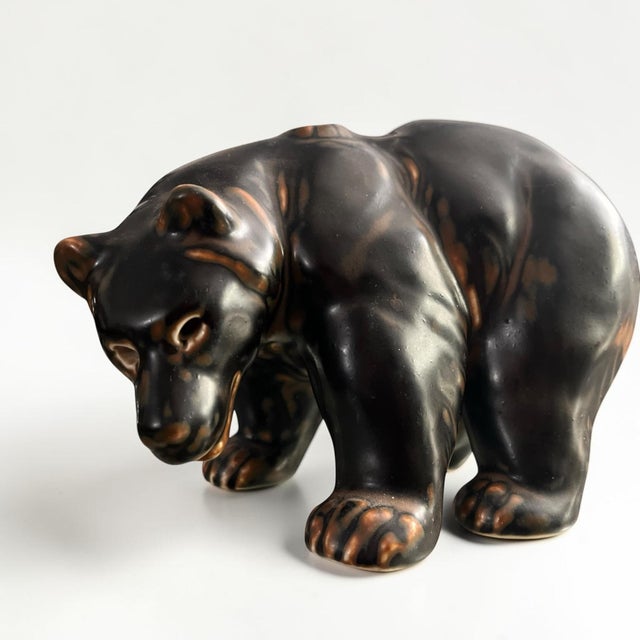 Large Flambé Glazed Stoneware Bear Figurine by Knud Kyhn for Royal Copenhagen, 1950s For Sale - Image 6 of 17