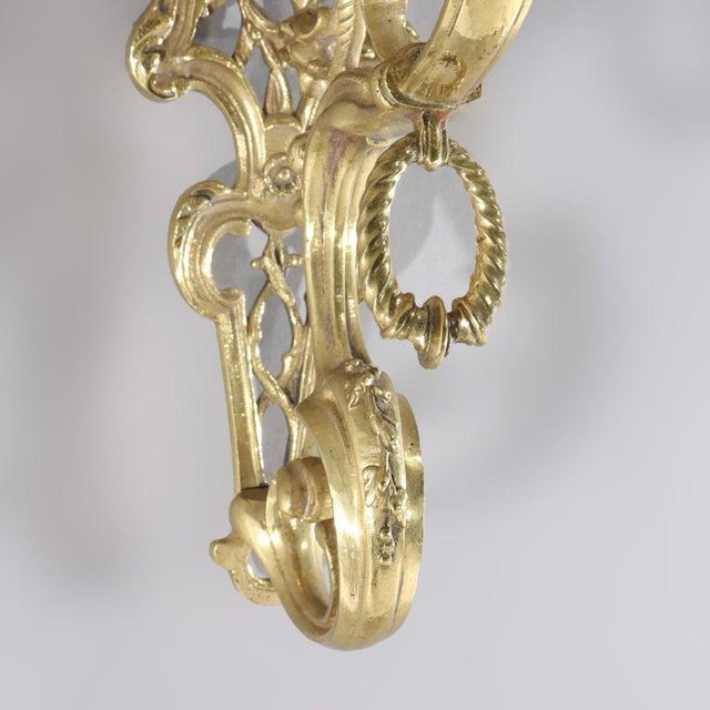 1920s Antique Figural Gilt Bronze Three-Candle Wall Sconce With Mask C1920 For Sale - Image 5 of 9