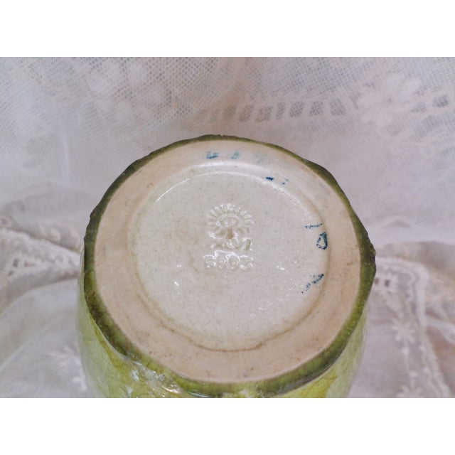 Antique Arts & Craft Rookwood Green Embossed Flower Design Vase For Sale In Columbia, SC - Image 6 of 9
