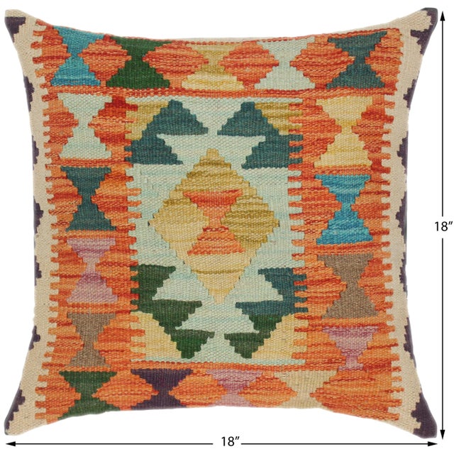 Boho Chic Turkish Vivien Hand Woven Kilim Throw Pillow For Sale - Image 4 of 5