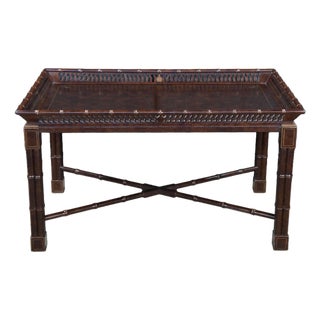 Late 20th Century Mario Buatta for John Widdicomb Chinese Chippendale Faux Bamboo Coffee Table For Sale