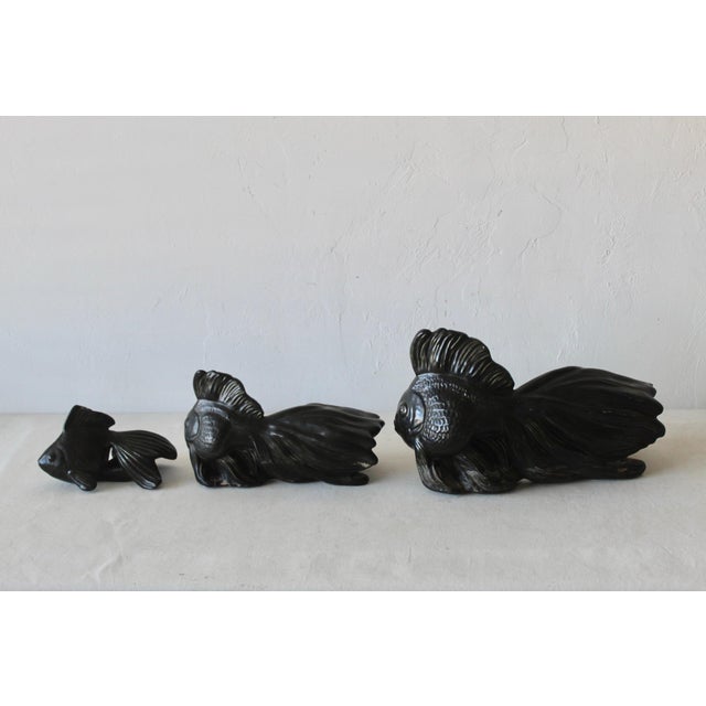 Asian Antique 1970s Ceramic Sculptural Glazed Koi Goldfish Decorations-Set of 3 For Sale - Image 3 of 12