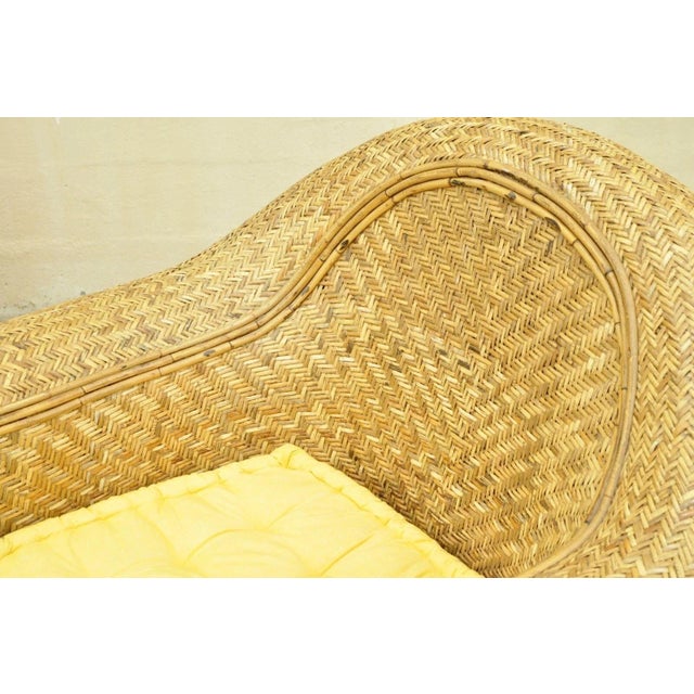 Late 20th Century Ralph Lauren Attr. Large Woven Wicker Rattan Club Lounge Chairs - A Pair For Sale - Image 11 of 12