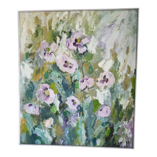 Floral Abstract Impressionist Swedish Painting by Bente Bjerregaard For Sale