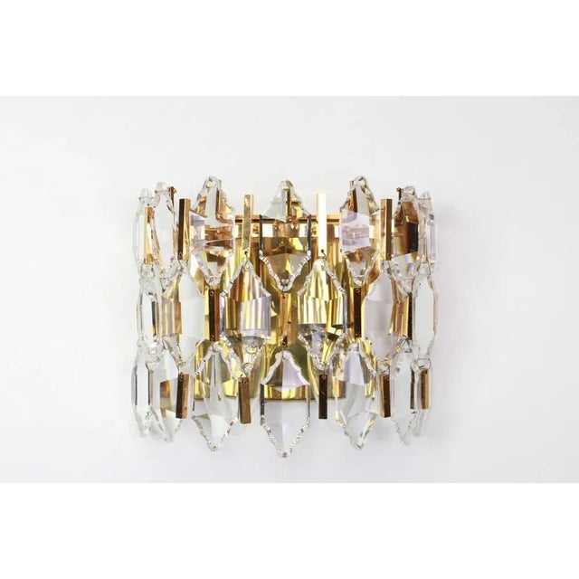1970s Golden Gilded Brass and Crystal Sconces from Palwa, Germany, 1970s, Set of 2 For Sale - Image 5 of 6