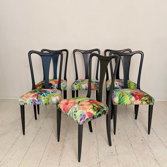 Mid-Century Modern Vintage Italian Dining Chairs by Osvaldo Borsani, 1940s, Set of 6 For Sale - Image 3 of 12