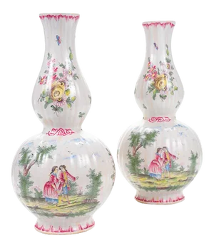 18th Century French Enamel 12" Vases - Pair