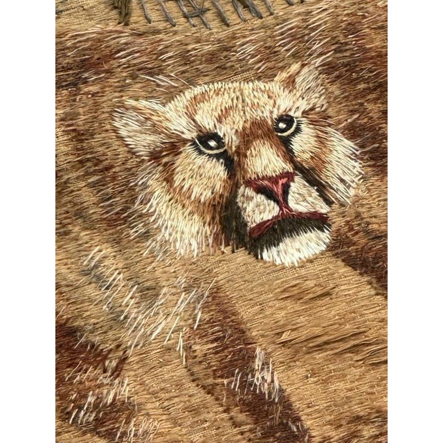 Antique Silk Japanese Embroidery with Tigers For Sale - Image 16 of 18