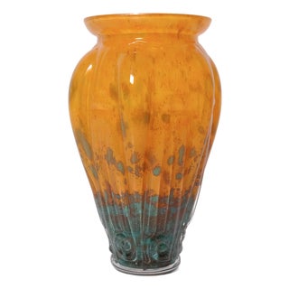 Art Deco Glass Paste Vase, 1920s For Sale