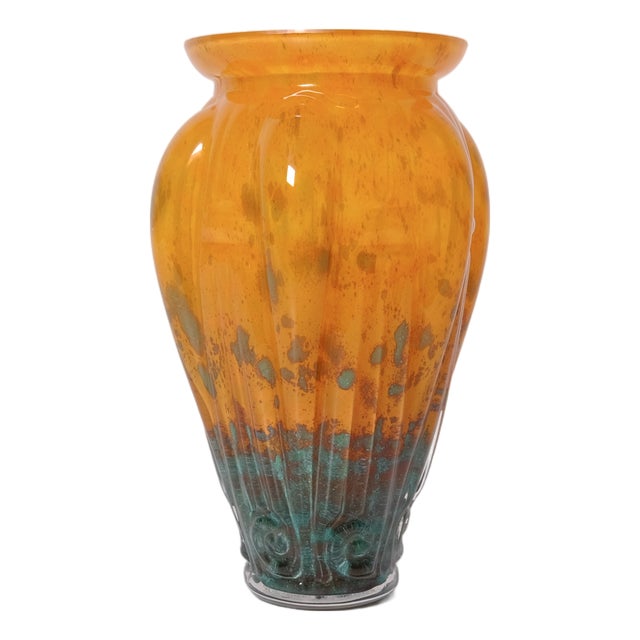 Art Deco Glass Paste Vase, 1920s For Sale