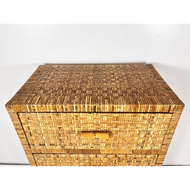 Vintage Woven Caning Wrapped Rattan Tall Dresser For Sale In Tampa - Image 6 of 12
