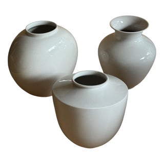 Vintage White Vases by Trude Petri for KPM and Furstenberg Berlin, Germany, 1950s, Set of 3 For Sale